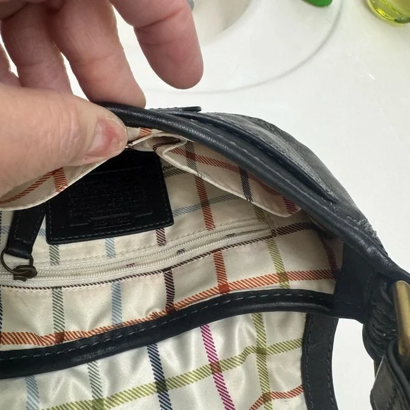 Coach Black Leather Shoulder Bag with Gold Accents - Picture 8 of 15